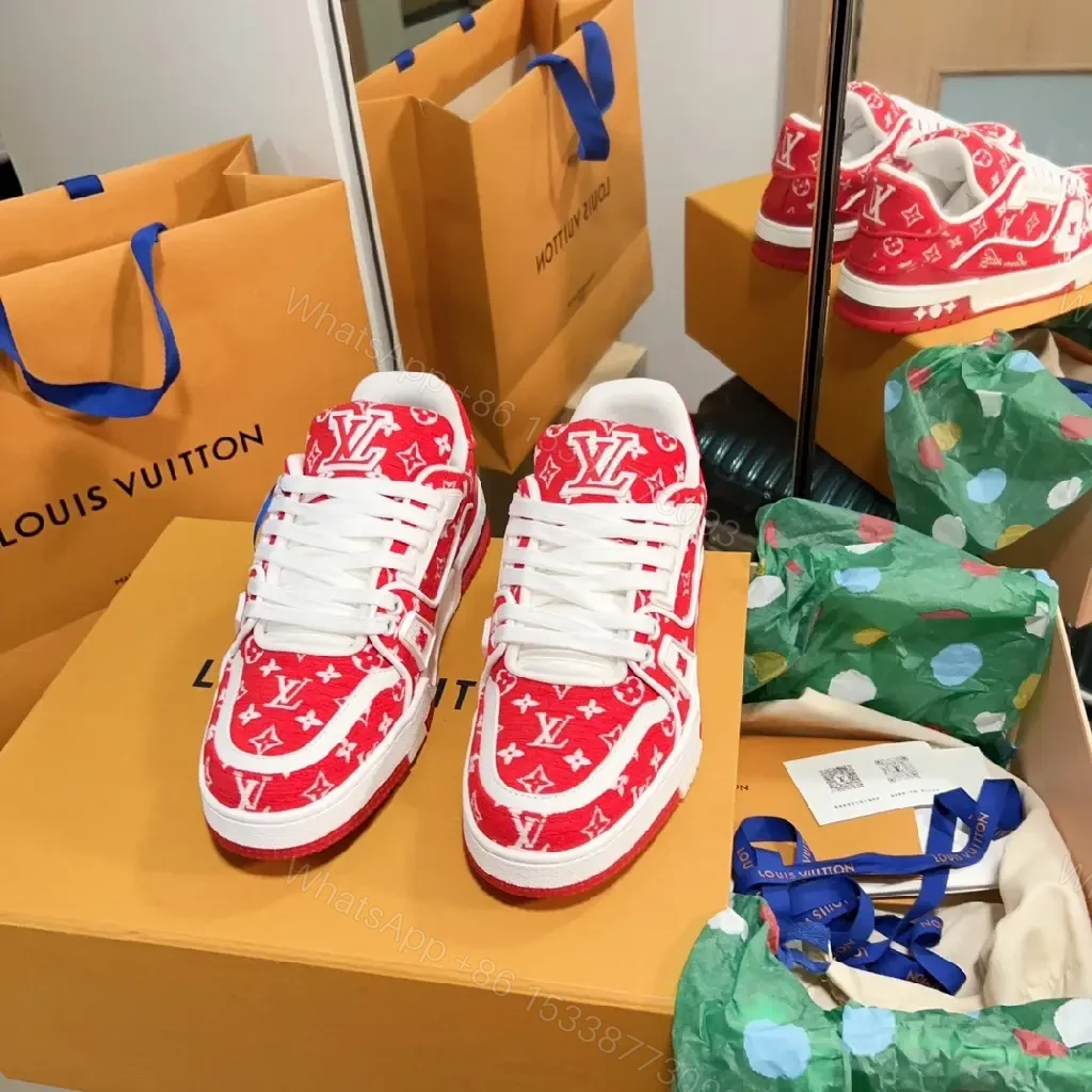 View 2 of Patterned Luxe Sneakers with Signature LV Motif - Bold, Modern Chic