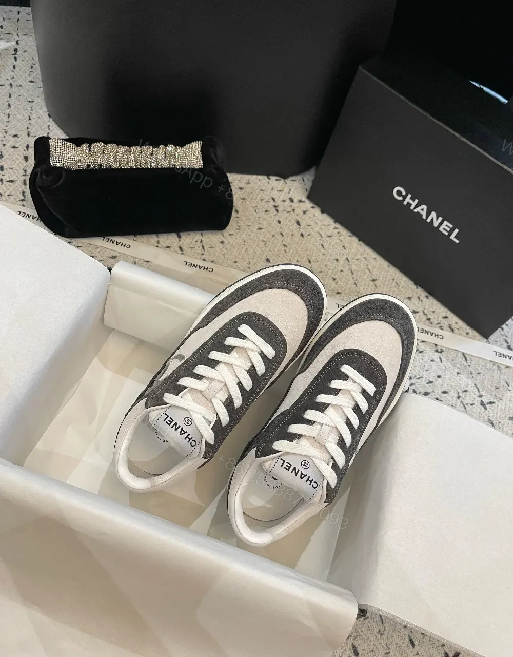 View 5 of Dual-Tone Suede-Textile Sneaker: Luxe Everyday Comfort