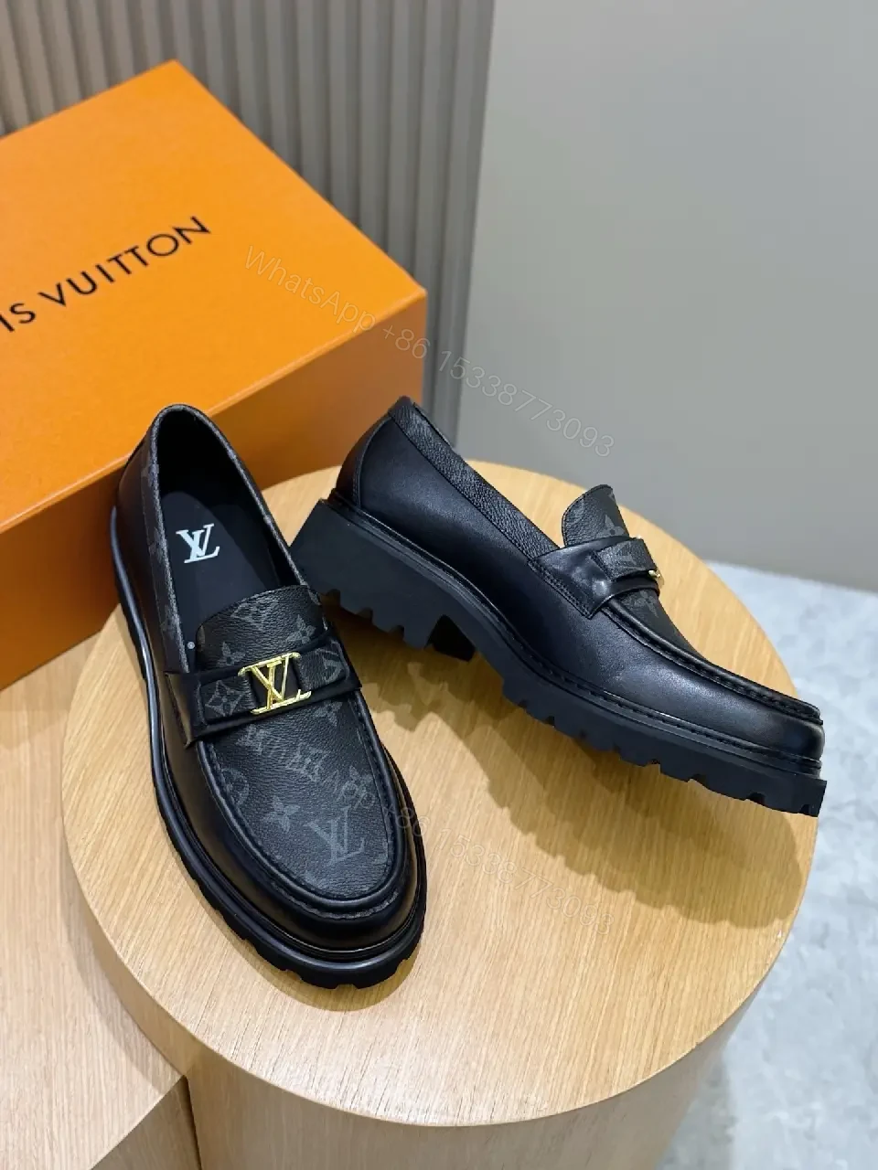 View 3 of Monogram Texture Slip-On Loafers: Luxe Comfort Shoes