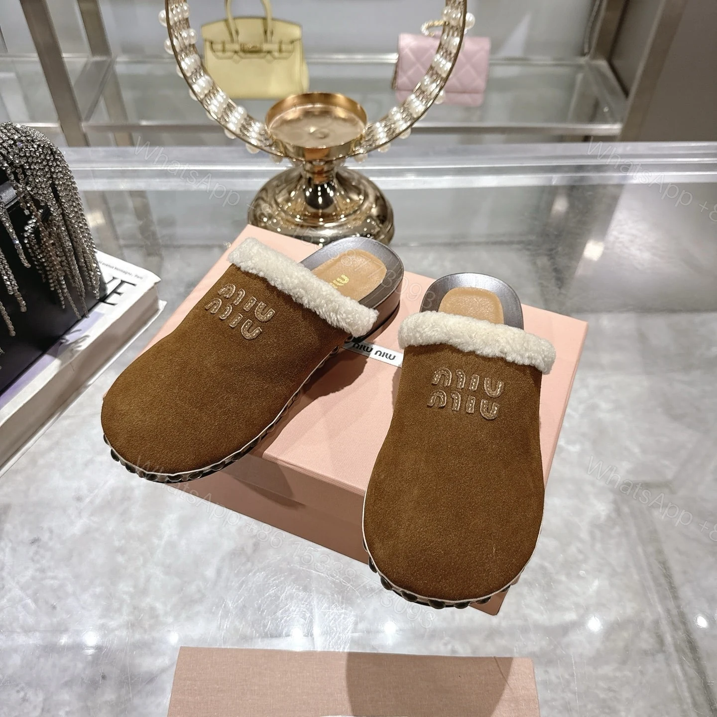 View 7 of MIUMIU SUEDE CLOGS COCOA BROWN 5Z504E Z0G F0324 F ZF30