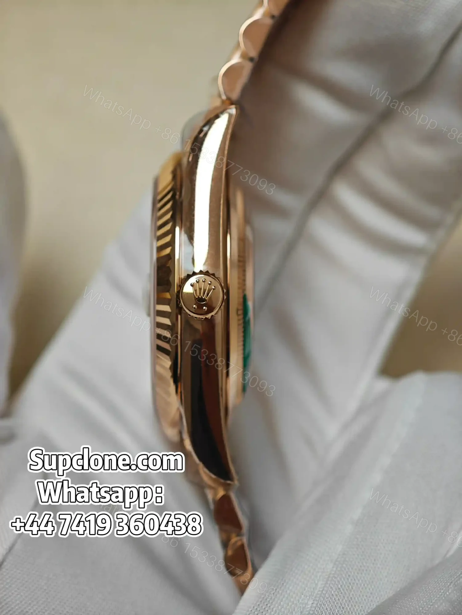 View 9 of Rolex Day-Date 40mm Rose Gold Brown Roman Dial – Super Clone 1:1 Cal. 3255