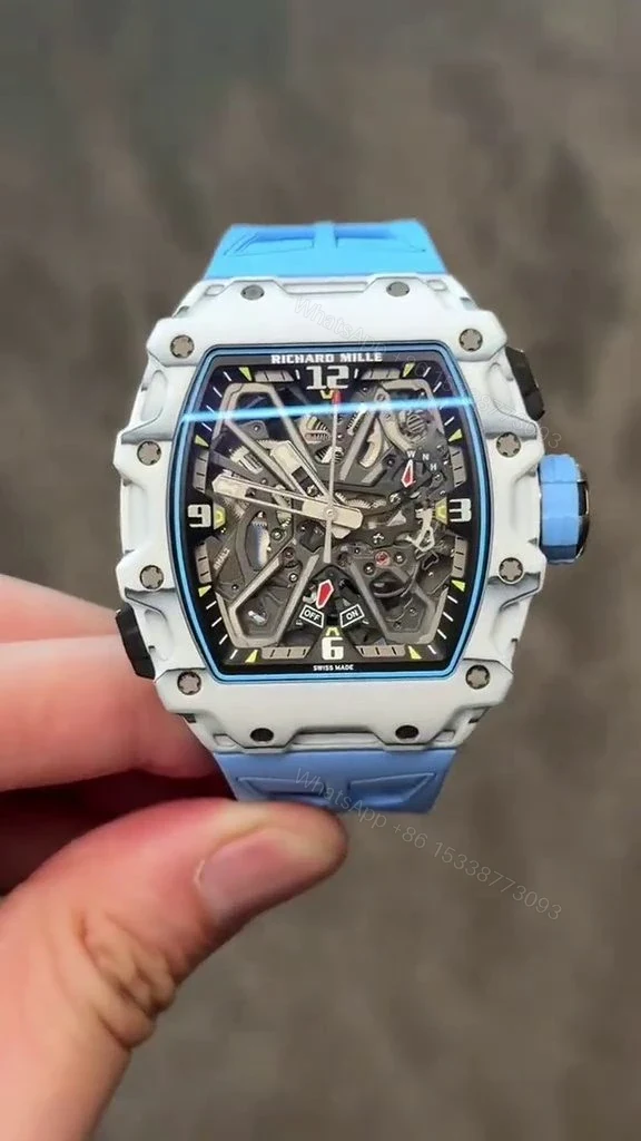 View 13 of Replica Richard Mille RM 35-03 Rafael Nadal White Carbon Fiber Case Blue Strap