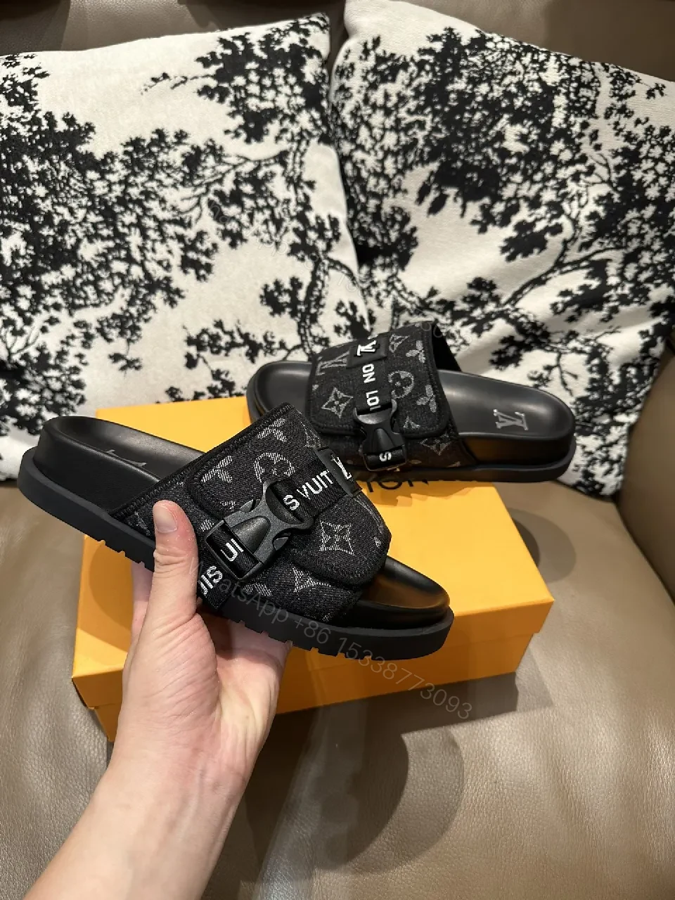 View 8 of Bold Monochrome Slides with Iconic LV Detailing