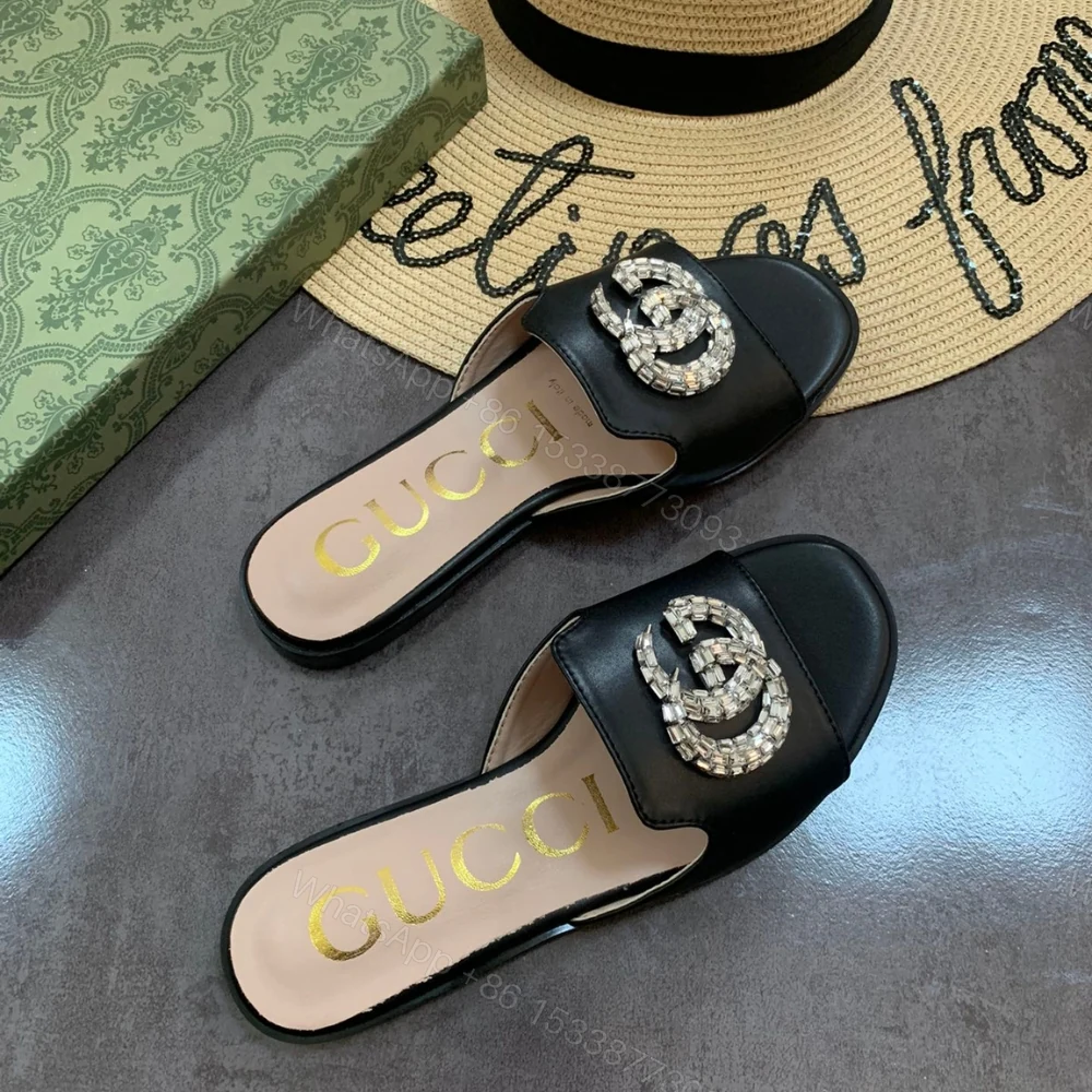 View 2 of Gucci Double G Slippers Beaded In Black