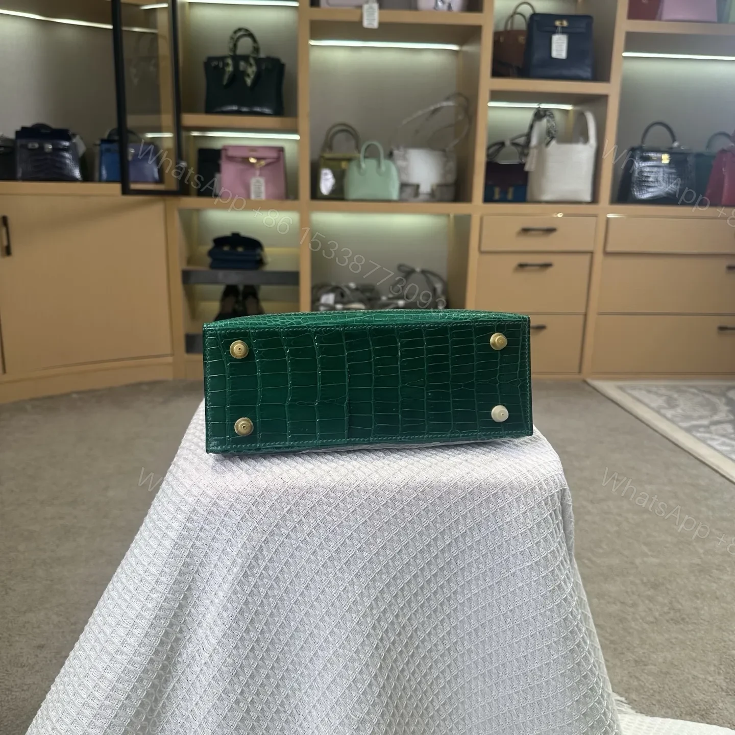 View 4 of Hermes Kelly 25cm Emerald Green Gold Hardware