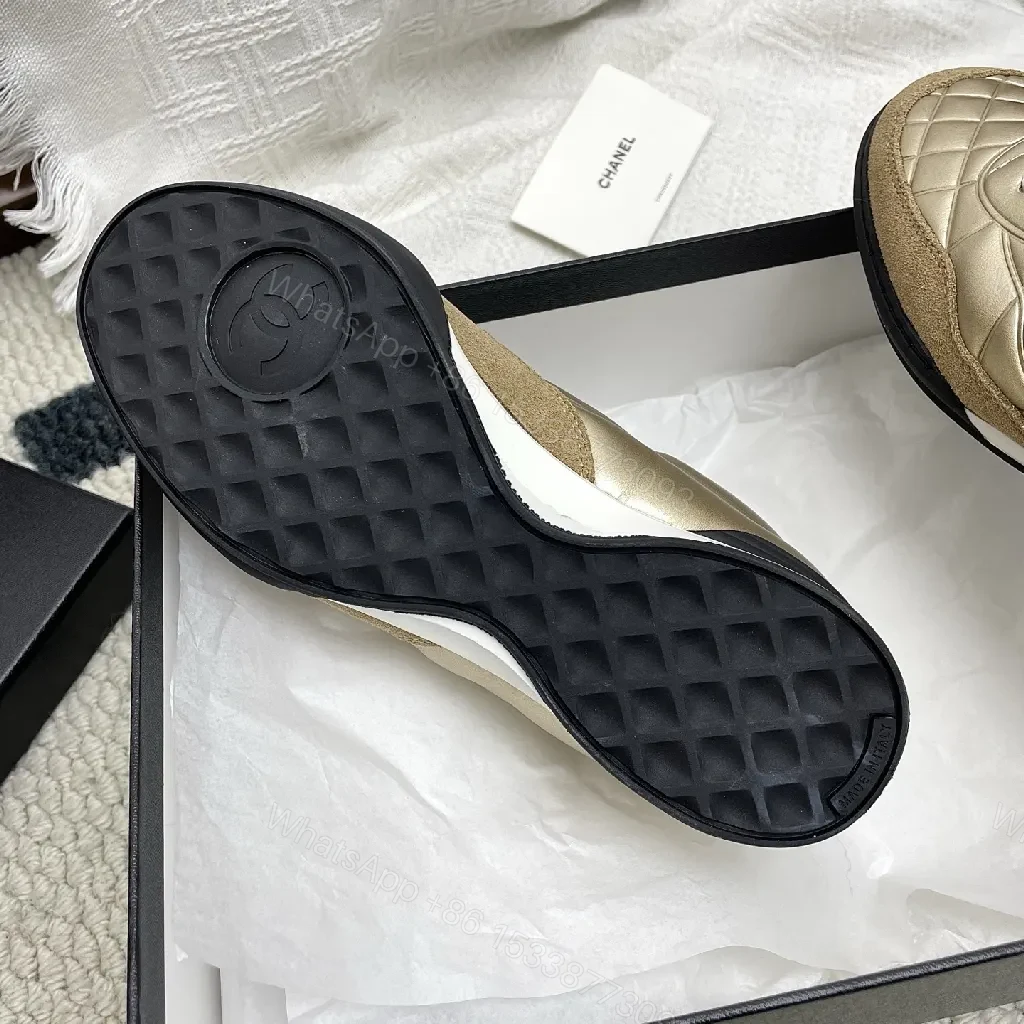 View 9 of Gold Quilted Metallic Sneaker | Luxe Texture, Everyday Comfort