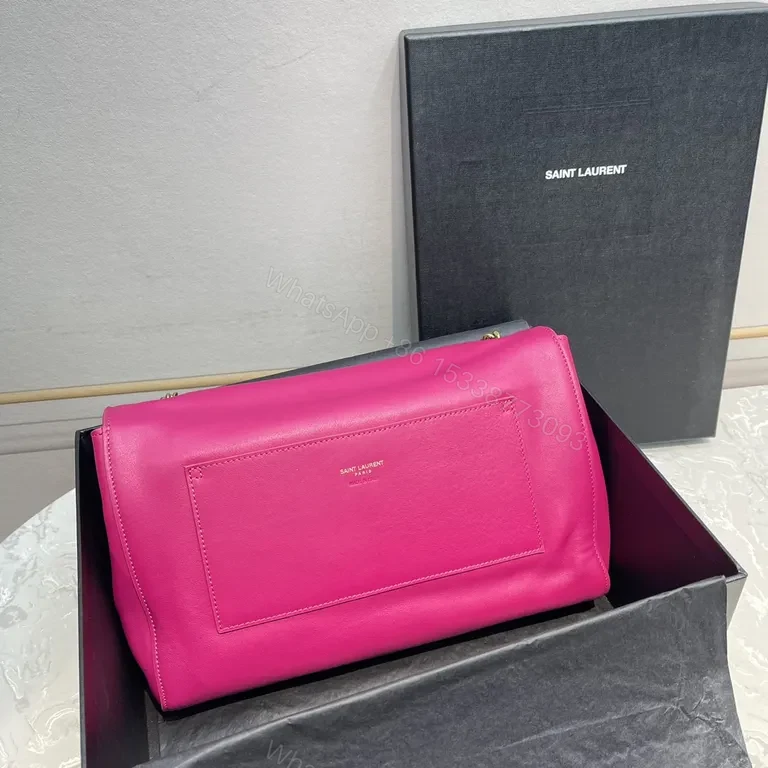 View 3 of Vibrant Pink Leather Crossbody with YSL Emblem Bag
