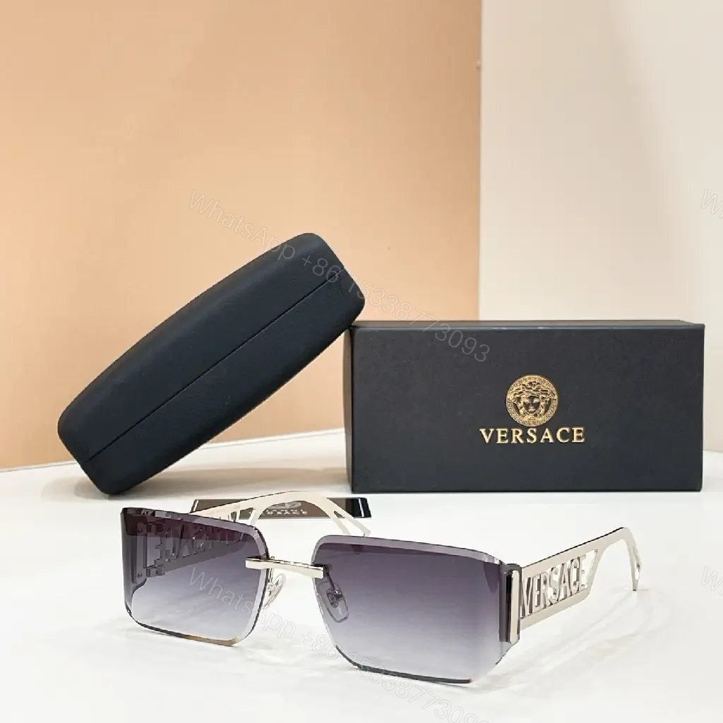 View 7 of Silver-tone Rectangular Shield Sunglasses with Versace Logo