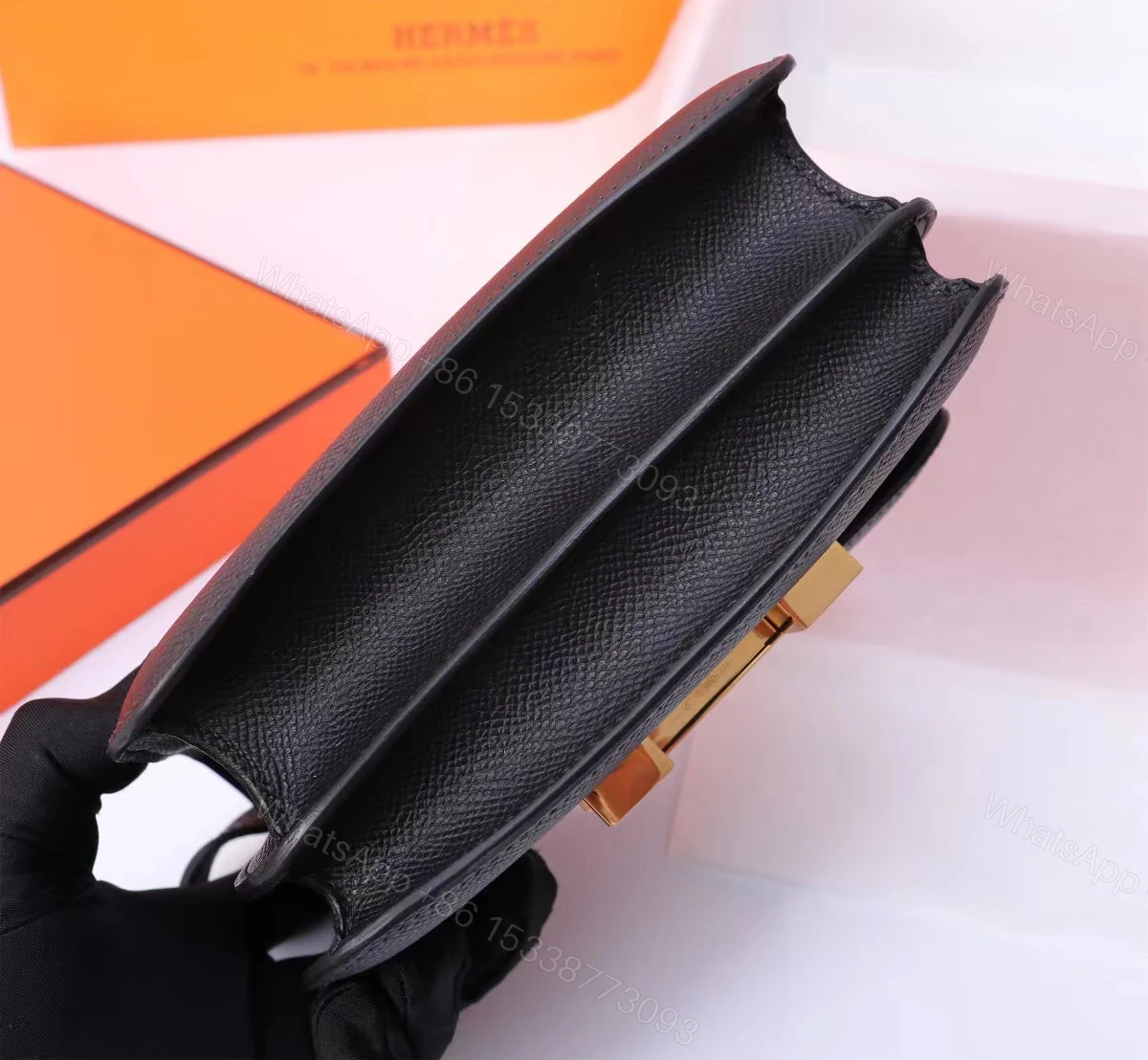 View 6 of Hermes Mini Constance 18 Black Gold Hardware 18Cm