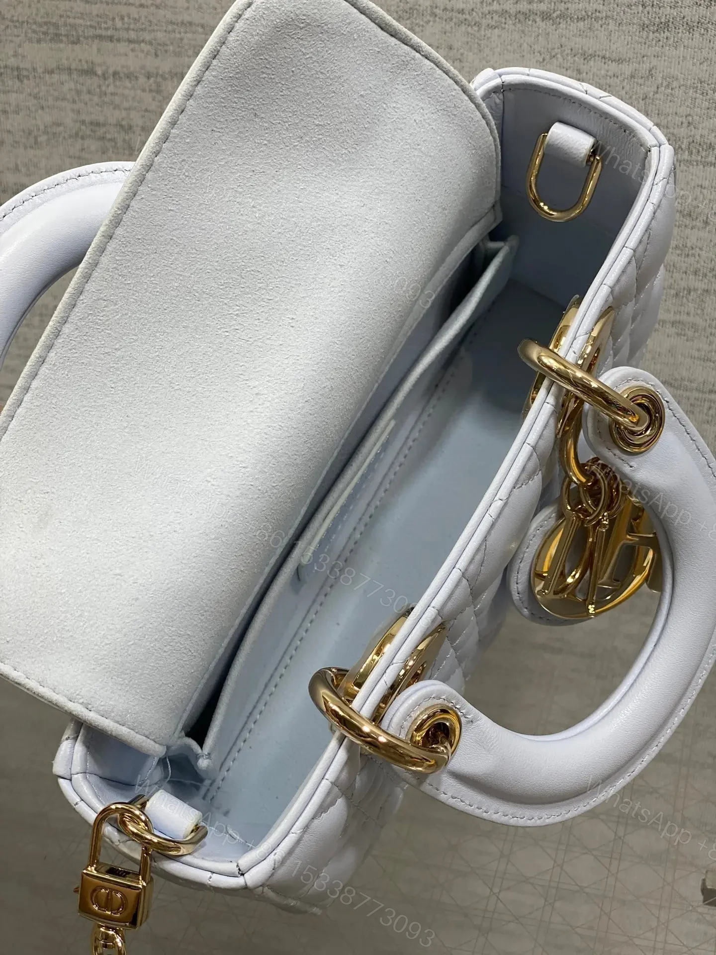 View 5 of DIOR SMALL LADY D‐JOY BAG 19 IN LIGHT BLUE GOLD HARDWARE