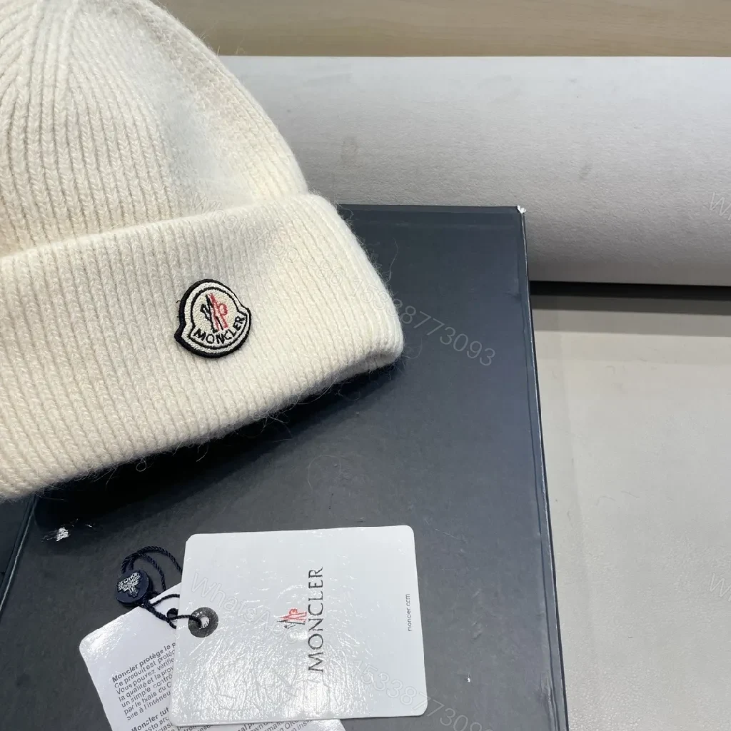 View 4 of Cozy Crest Beanie in Ivory Knit with Subtle Logo Patch