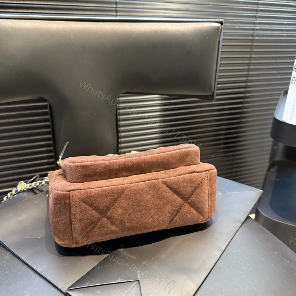 View 9 of Chanel Clutch With Strap Velvet Effect Nylon Glossy Wrinkled And Gold Metallic Brown 20Cm