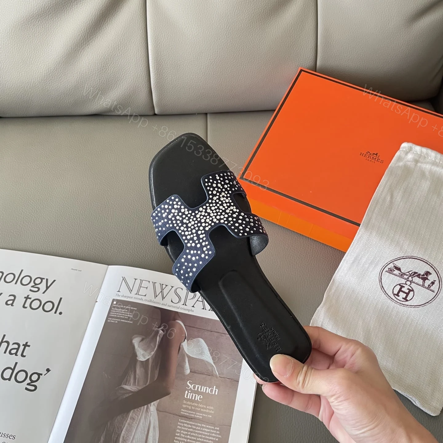 View 7 of HERMES ORAN SANDAL CRYSTLE BLUE