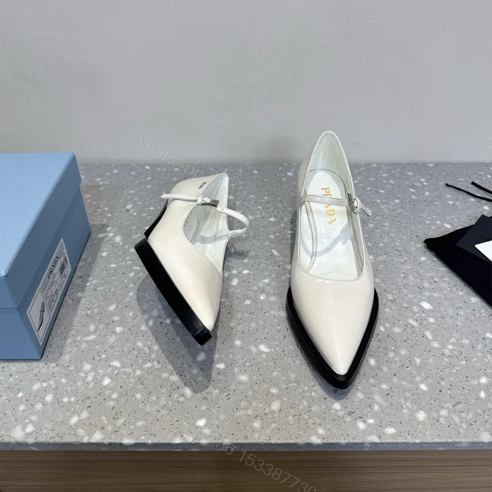 View 3 of 高仿Prada*1I751M尖頭錐形跟高踭鞋5.5CM白色免檢版