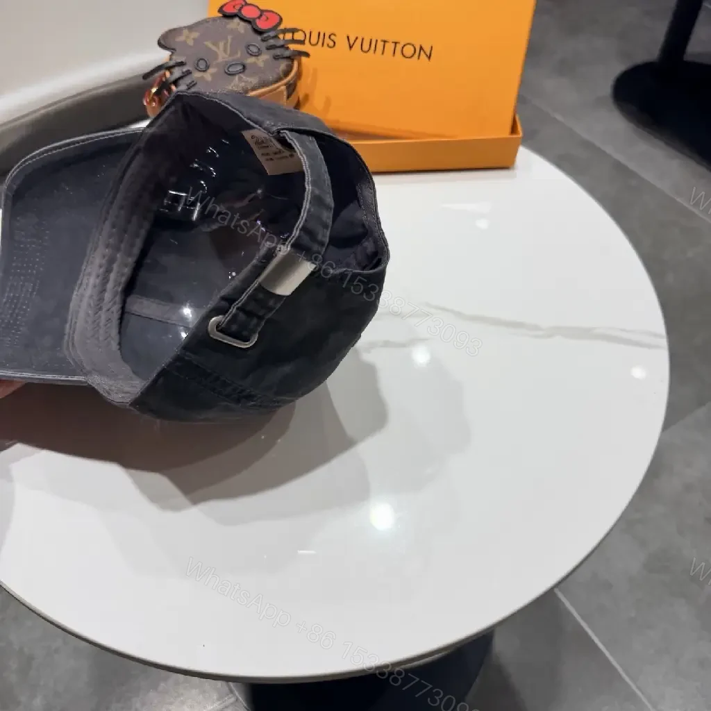 View 3 of Dark Essentials Black Cap with Subtle LV Accent