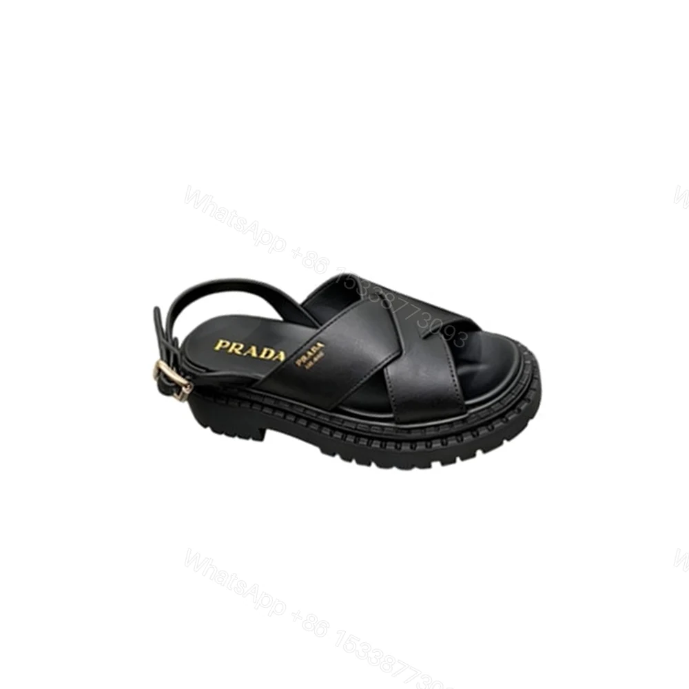 PRADA Crisscross Leather Sandals 914970 — view 1