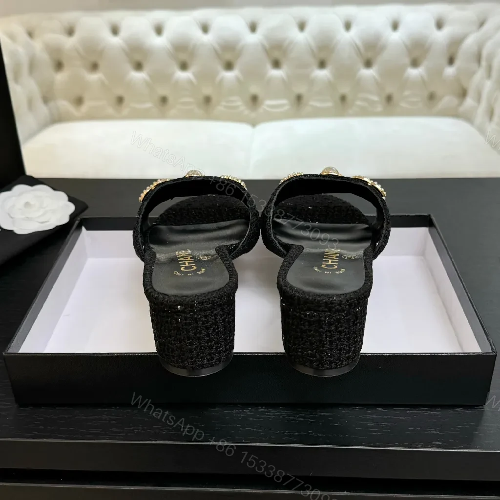 View 2 of Graphite Glitter Mule with Gold-Accent Embellishments, Lux Couture Style