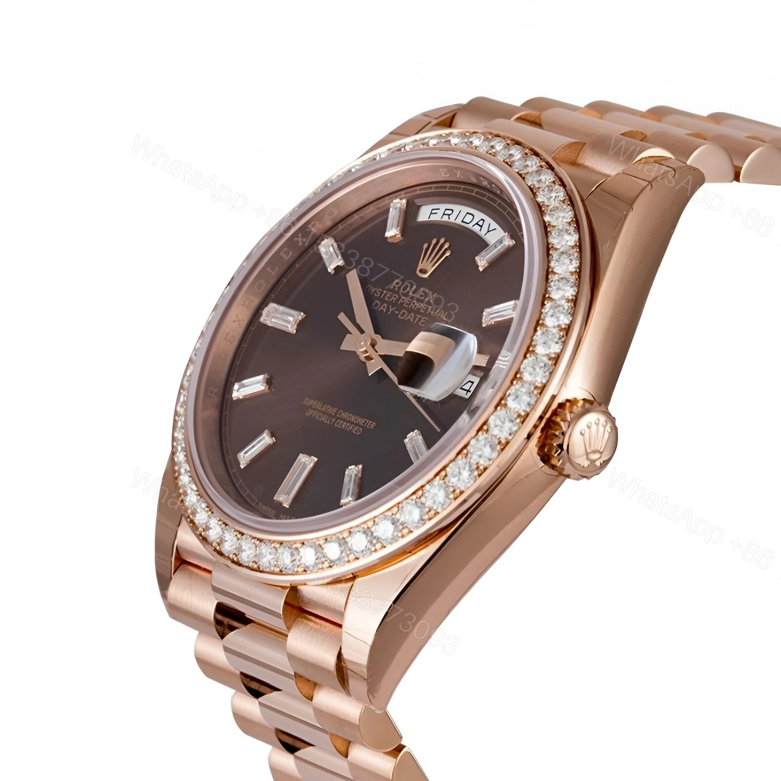 View 3 of Rolex Day-Date 228345RBR Chocolate Dial Diamond Bezel Replica
