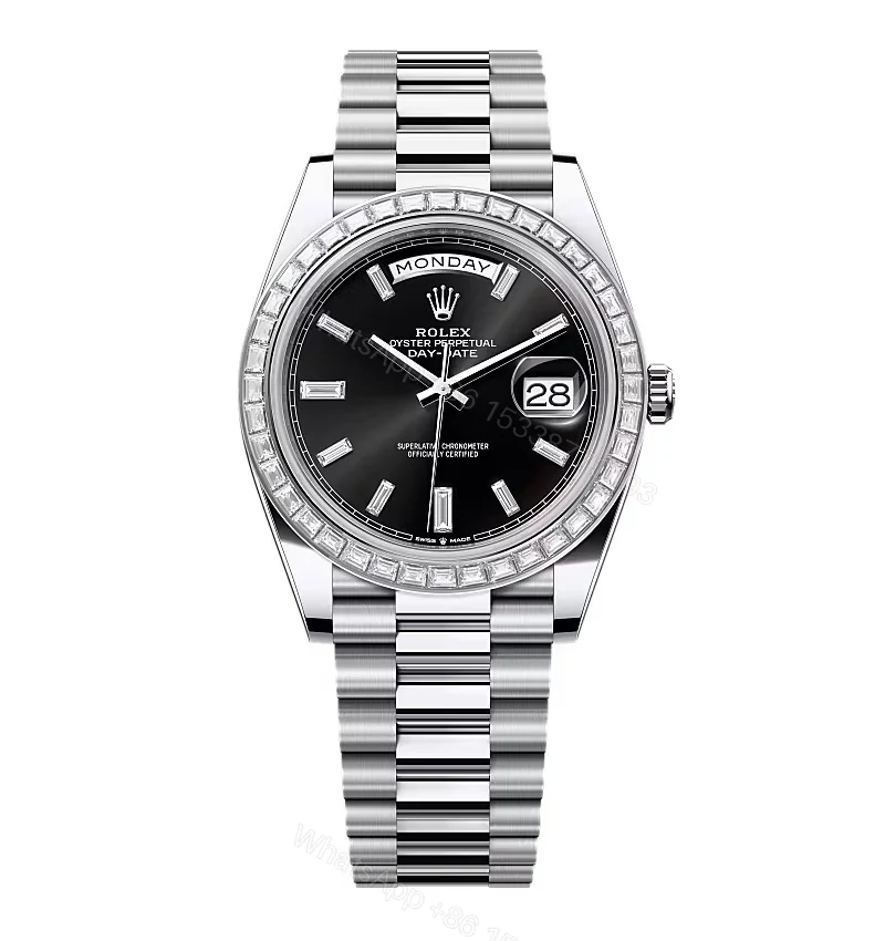 Superclone Rolex Day-Date Bright Black Diamond Dial 228396tbr-0012 40 mm — view 1