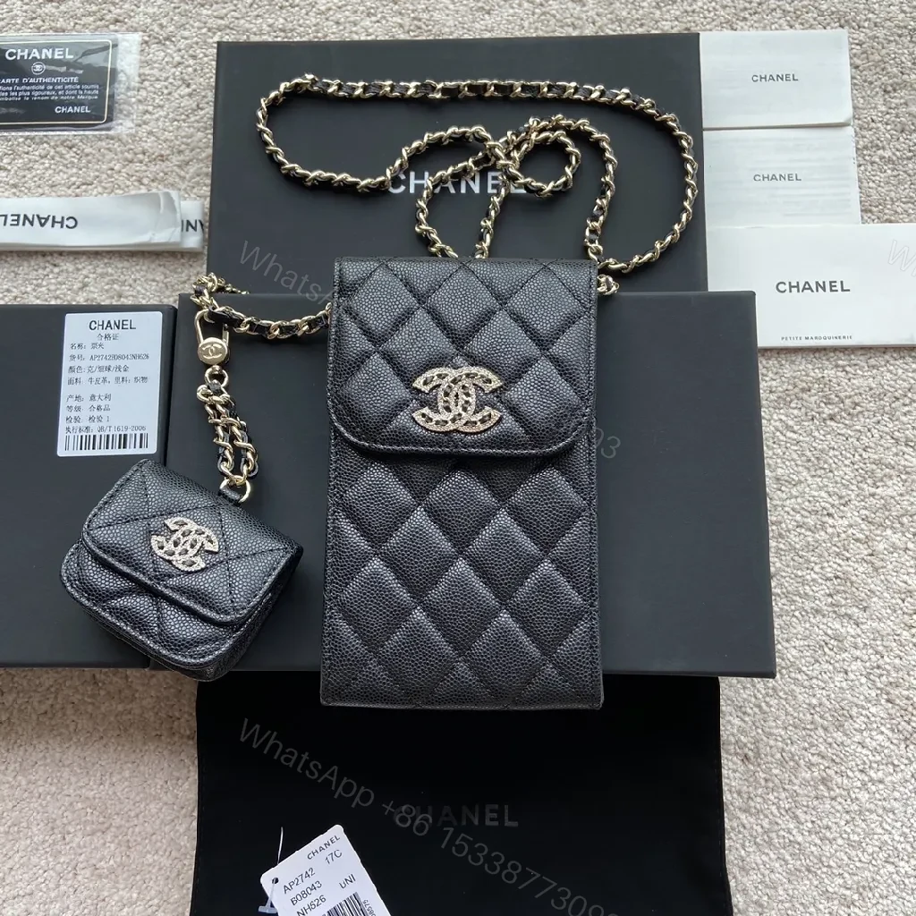 Compact Quilted Wallet Bag with Chain Strap — view 1