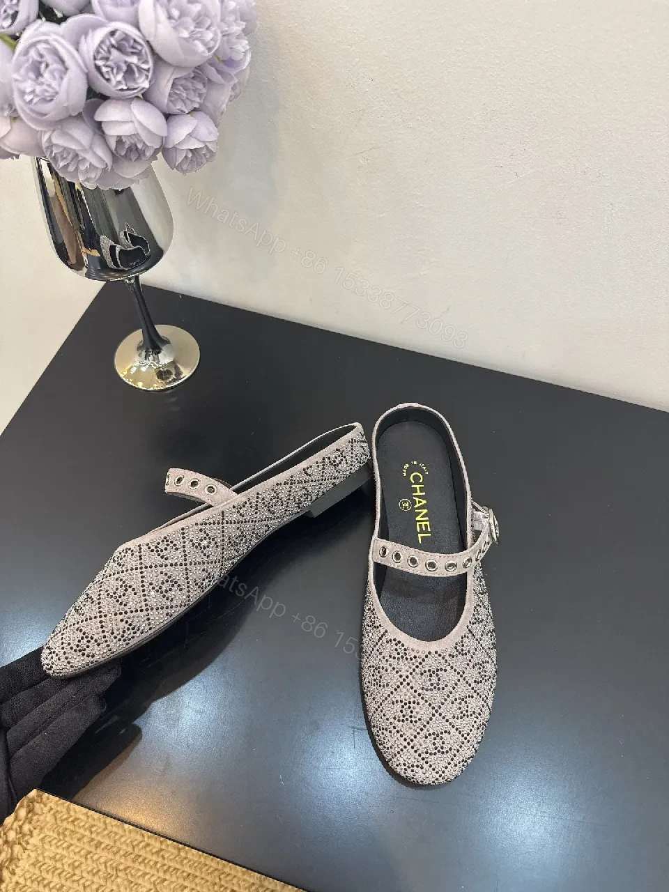 View 7 of Crochet-Texture Flats with Studded Strap Shine