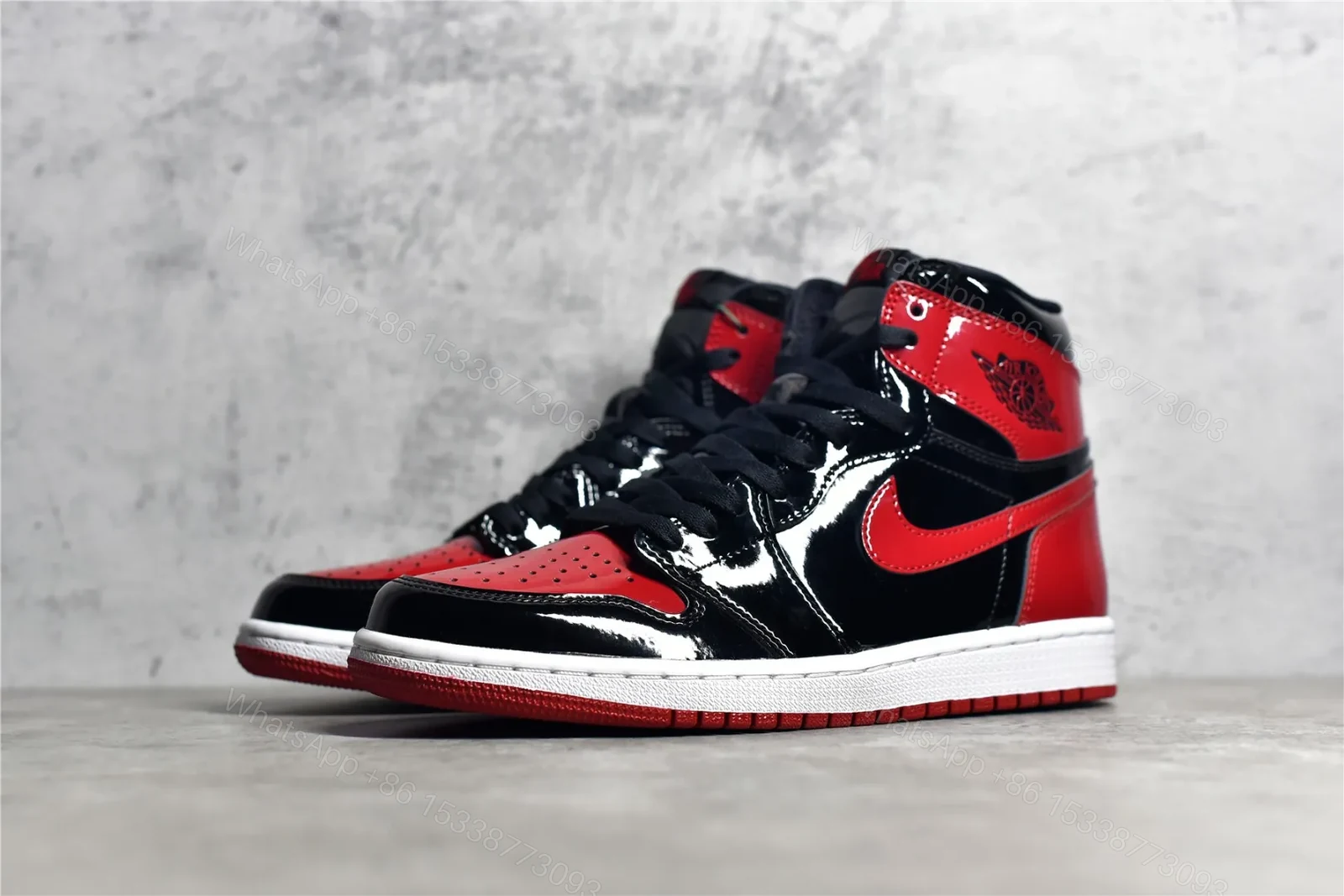 View 2 of Air Jordan 1 Retro High OG “Patent Bred” Reps