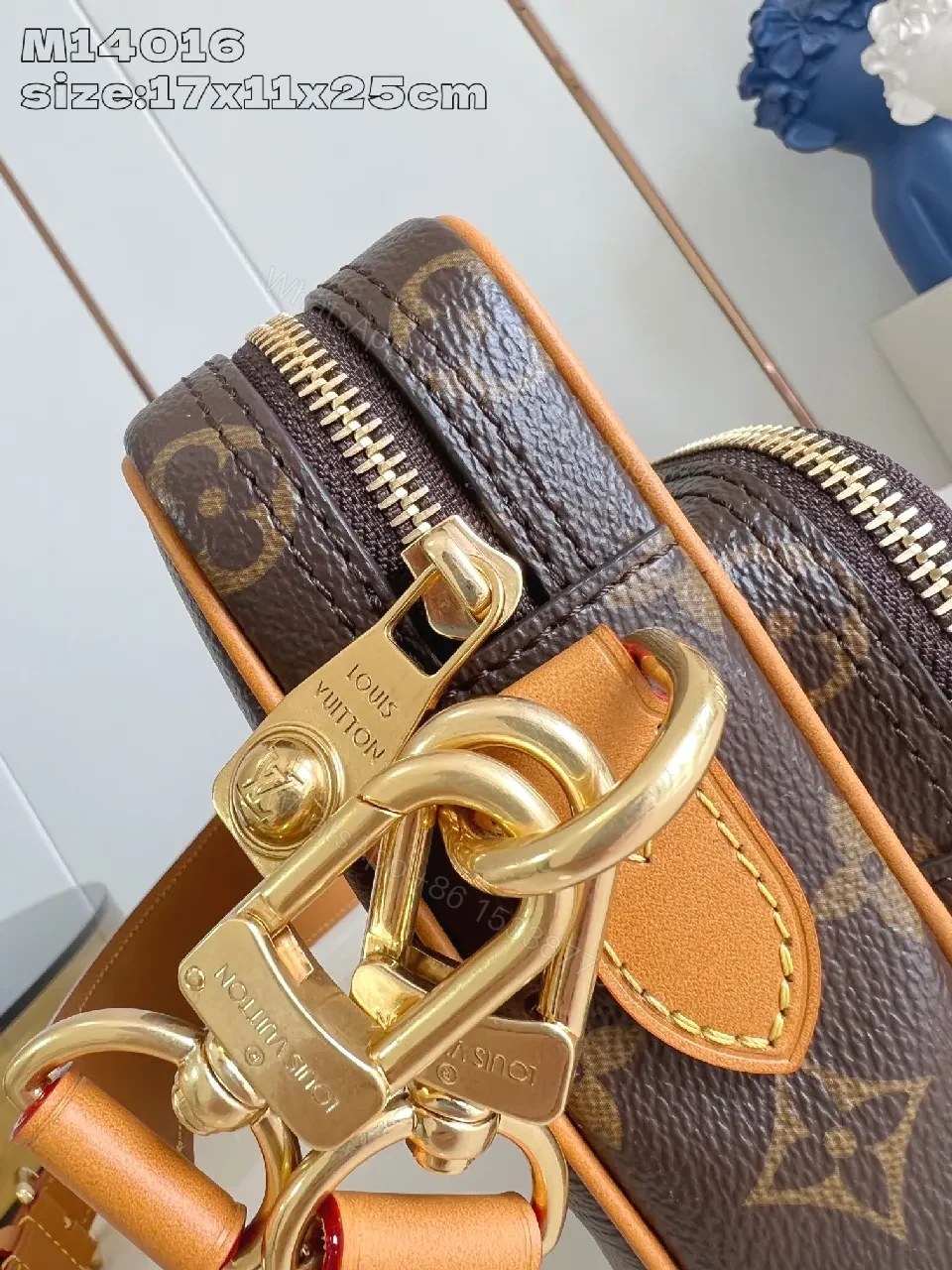 View 4 of Monogram Crossbody: Warm Leather Trim, City Luxury, Compact All-Day