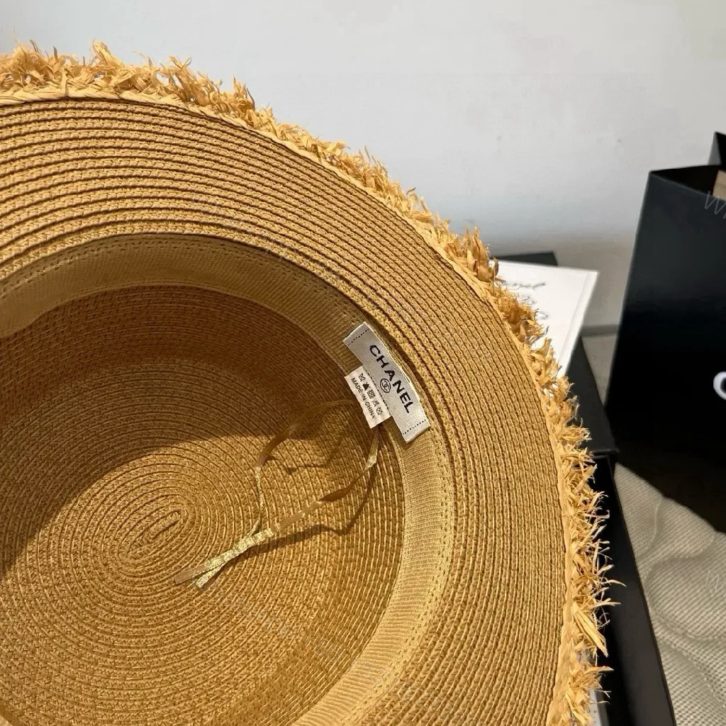 View 4 of Sun-Kissed Straw Hat with Bold Accent, Frayed Brim, Structured Crown