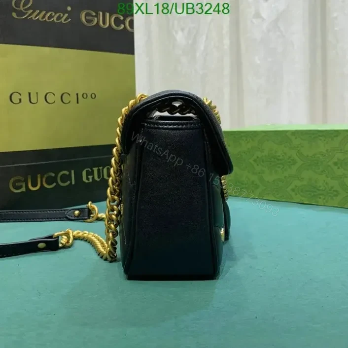 View 5 of Gucci GG Marmont Black Leather Shoulder Bag Replica UB32488