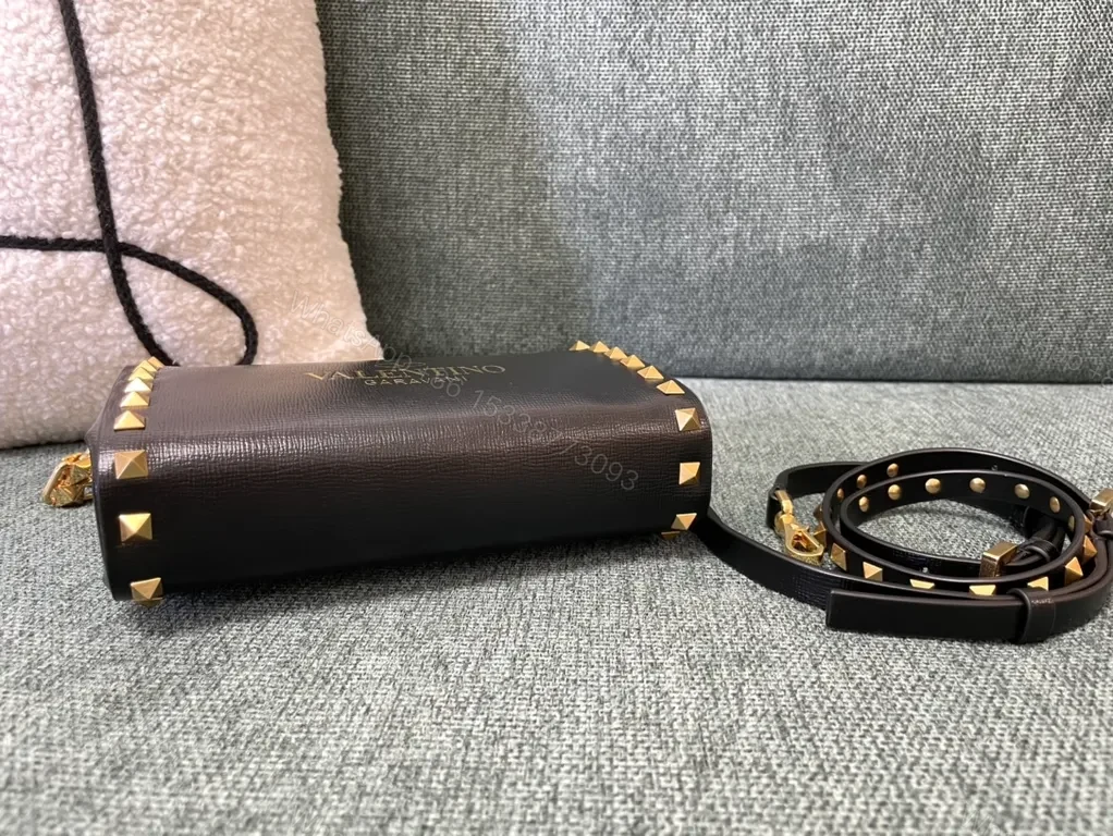 View 8 of Statement Black Leather Rockstud Shoulder Bag - Valentino Garavani