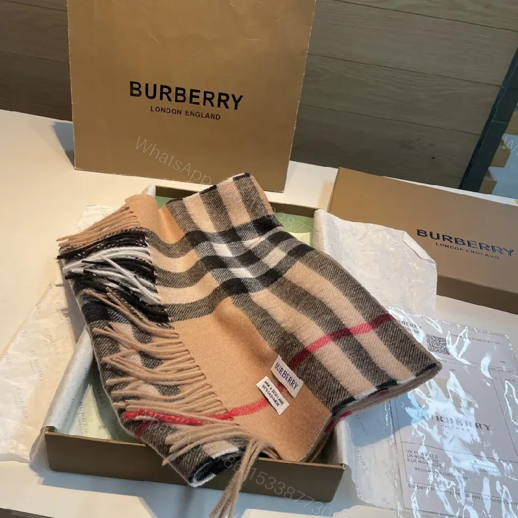 View 7 of Warm Wool Blend Check Scarf - Luxury, Oversized Wrap, Fringed Edges