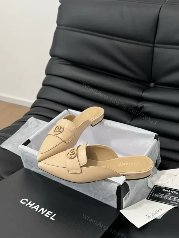 View 6 of Chanel-Inspired Nude Leather Mules â€” Sleek Everyday Luxe