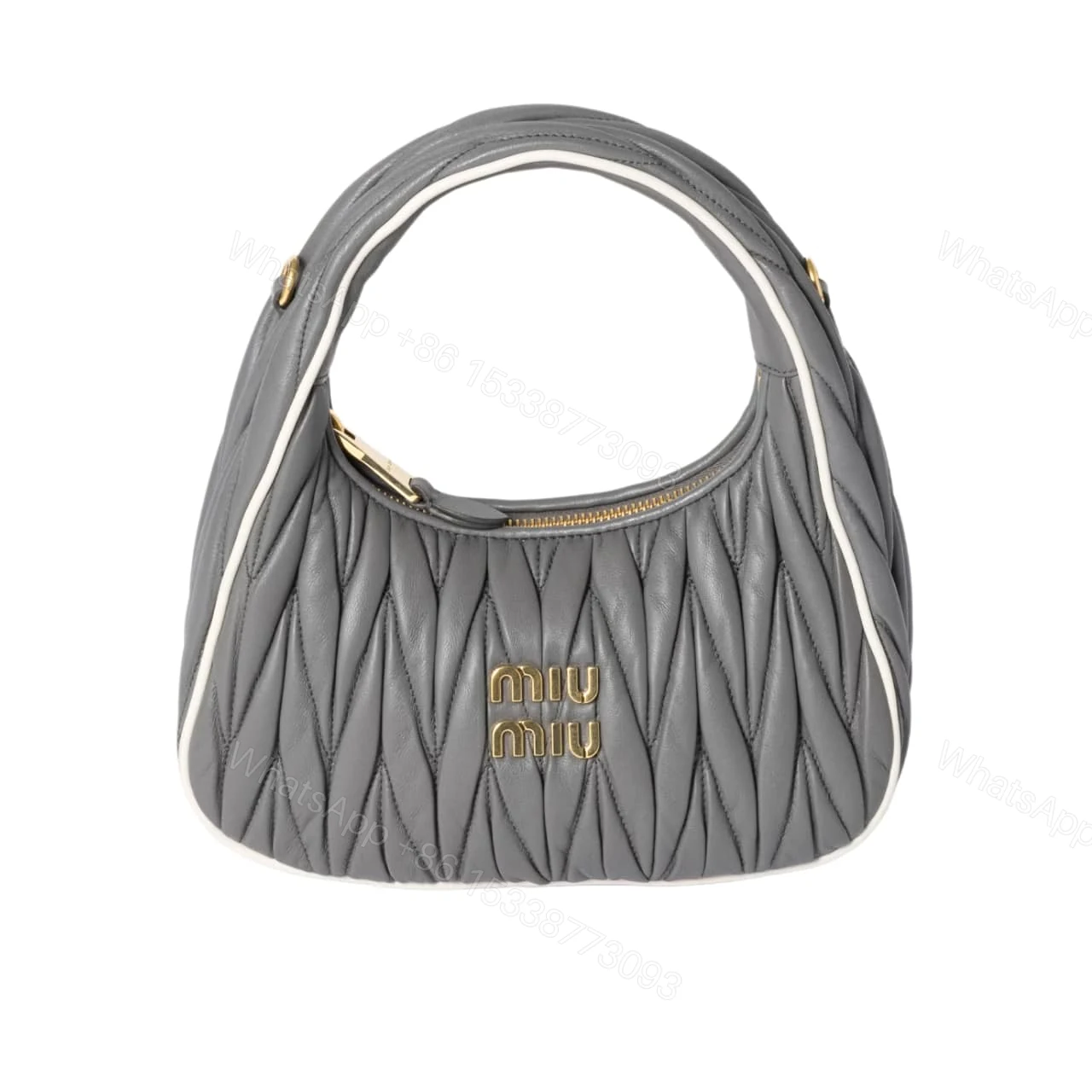 MIUMIU WANDER MATELASSÉ BAG MARBLE GRAY AND WHITE 20CM 5BC125 2IBS F0RXG V OOF — view 1