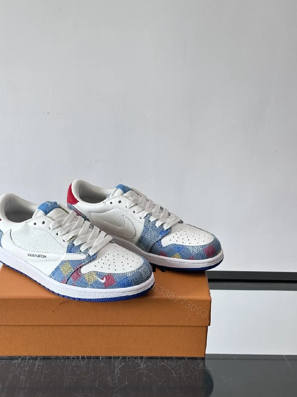 View 3 of Colorful Leather Knit Sneakers with Signature Accents