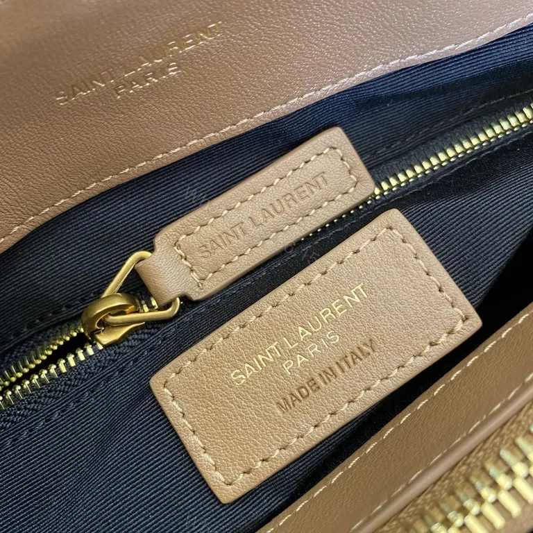 View 4 of Chic Suede Quilted Bag: Warm Neutral Chain Detail