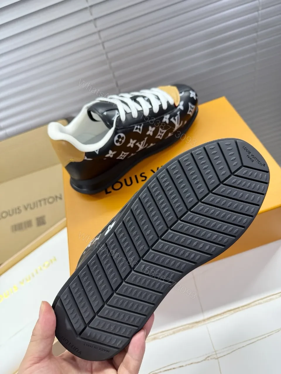 View 4 of Monogram Patterned Leather Sneakers, Luxury Everyday Comfort
