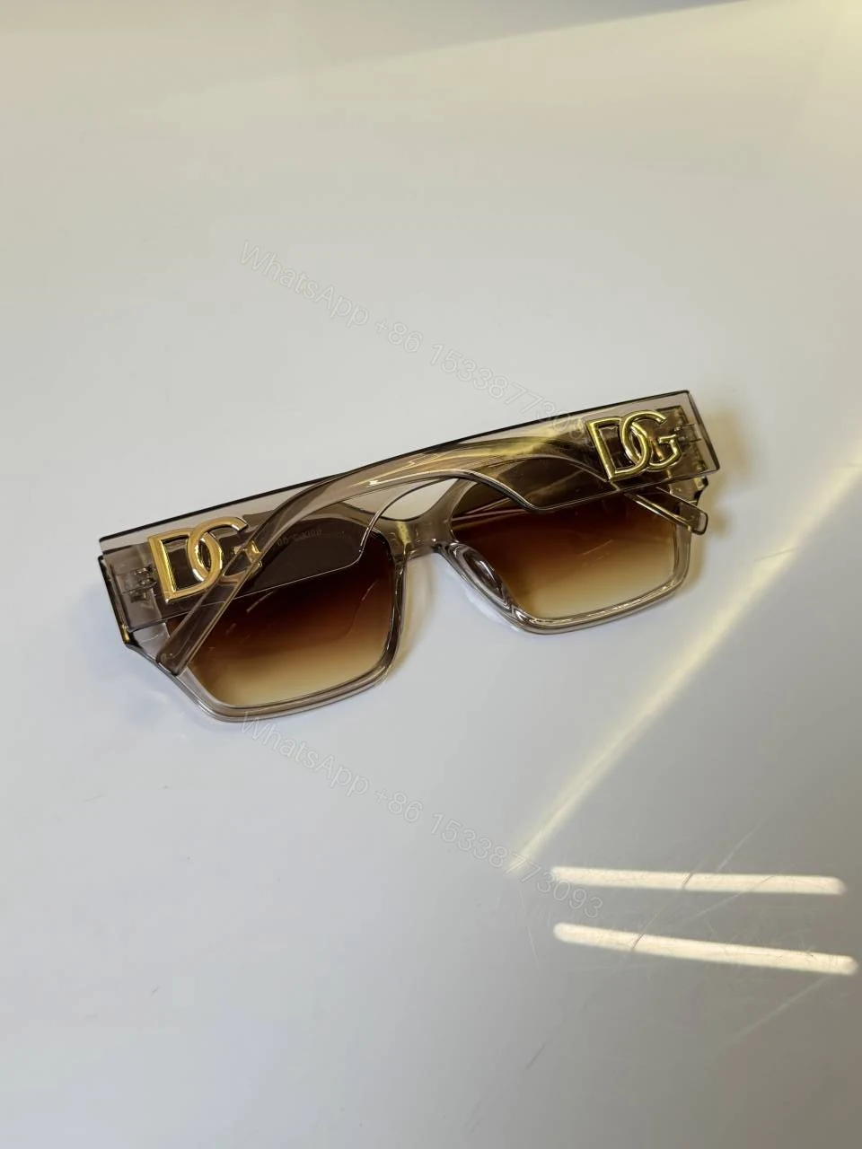 View 2 of First Copy Dolce & Gabbana Gold Aviator Sunglasses Brown Gradient Unisex UV Protection