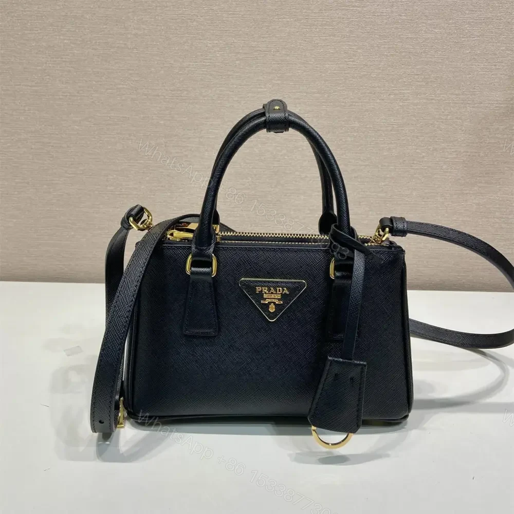高仿Prada*Galleria系列1BA916紋理牛皮單肩包黑色Mini免檢版 — view 1