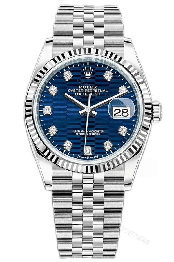 Rolex Datejust M126234-0057 1:1 Replica Water Ripple Diamond Blue Dial Jubilee 36MM 3235 Movement Super Clone Watch — view 1