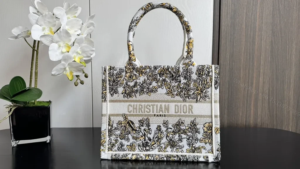 Floral-Threaded Structured Tote: Dior-Inspired Luxury Bag — view 1