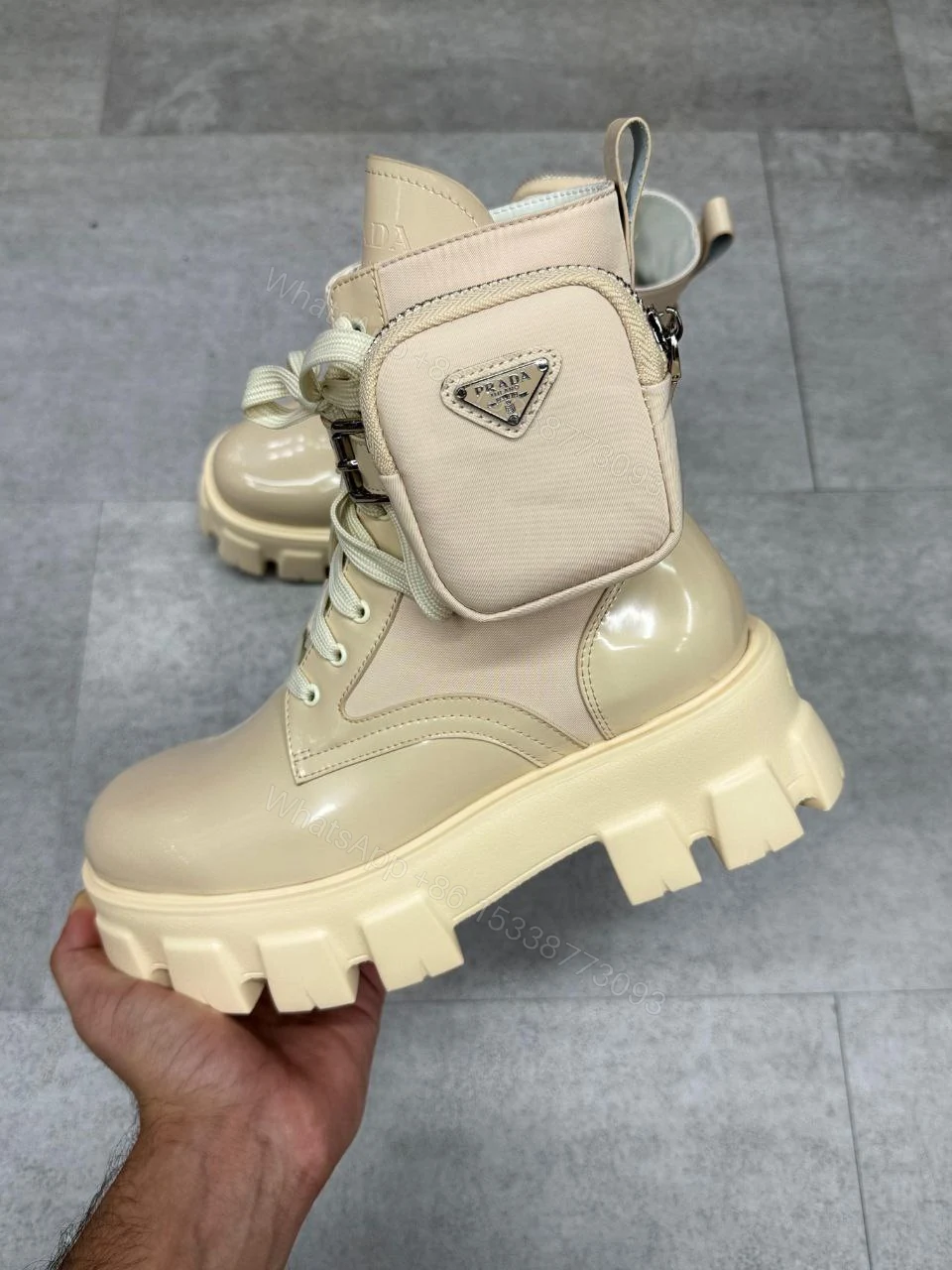 View 7 of ‘MONOLITH’ PLATFORM LEATHER COMBAT BOOTS WITH DETACHABLE POUCH