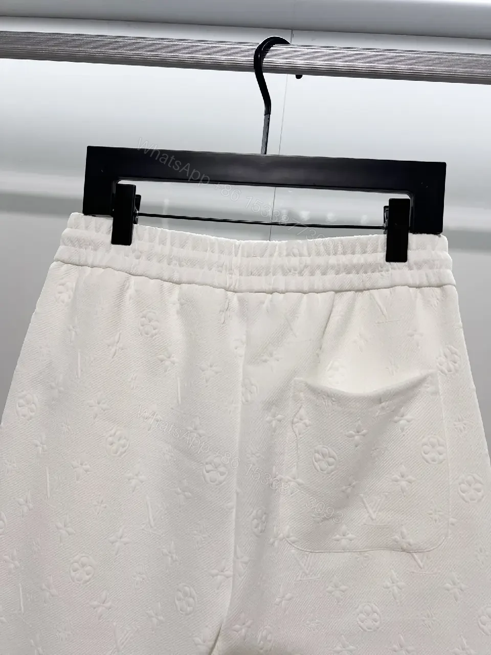 View 4 of White Patterned Swim Shorts — Lightweight, Mid-Thigh Comfort