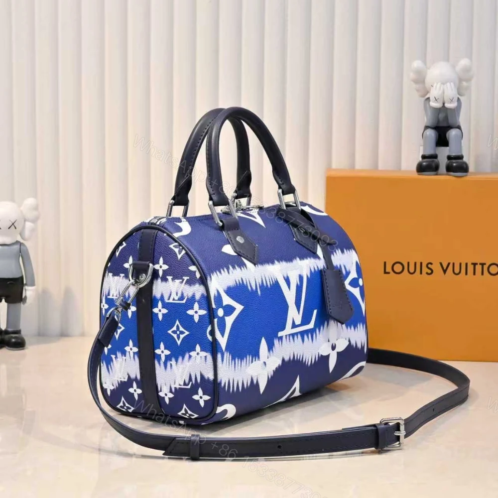 View 3 of Louis Vuitton Speedy Bandouliere 30 Monogram Escale Canvas Blue 25cm