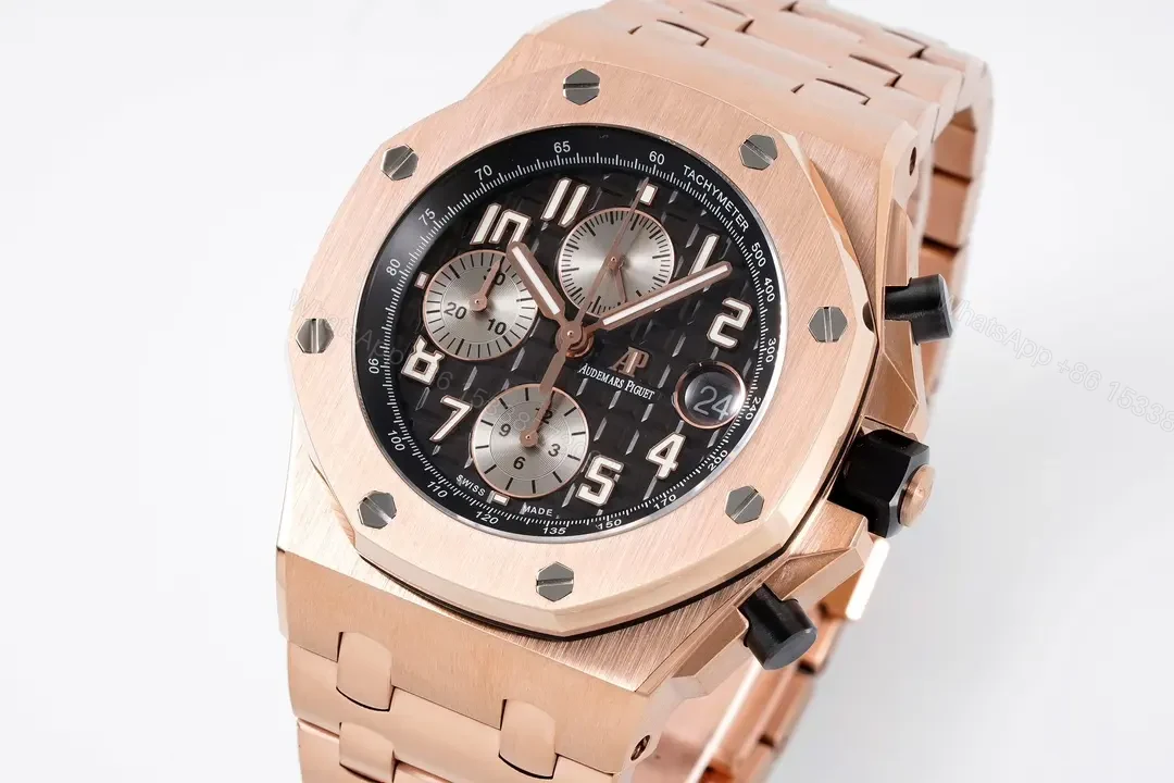 View 3 of JH Factory Audemars Piguet Royal Oak Offshore Rose Gold Steel Bracelet Watch with Exclusive 4404 Chronograph Movement