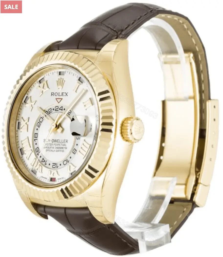 View 2 of Best Replica Rolex Sky-Dweller Gold with Leather Strap