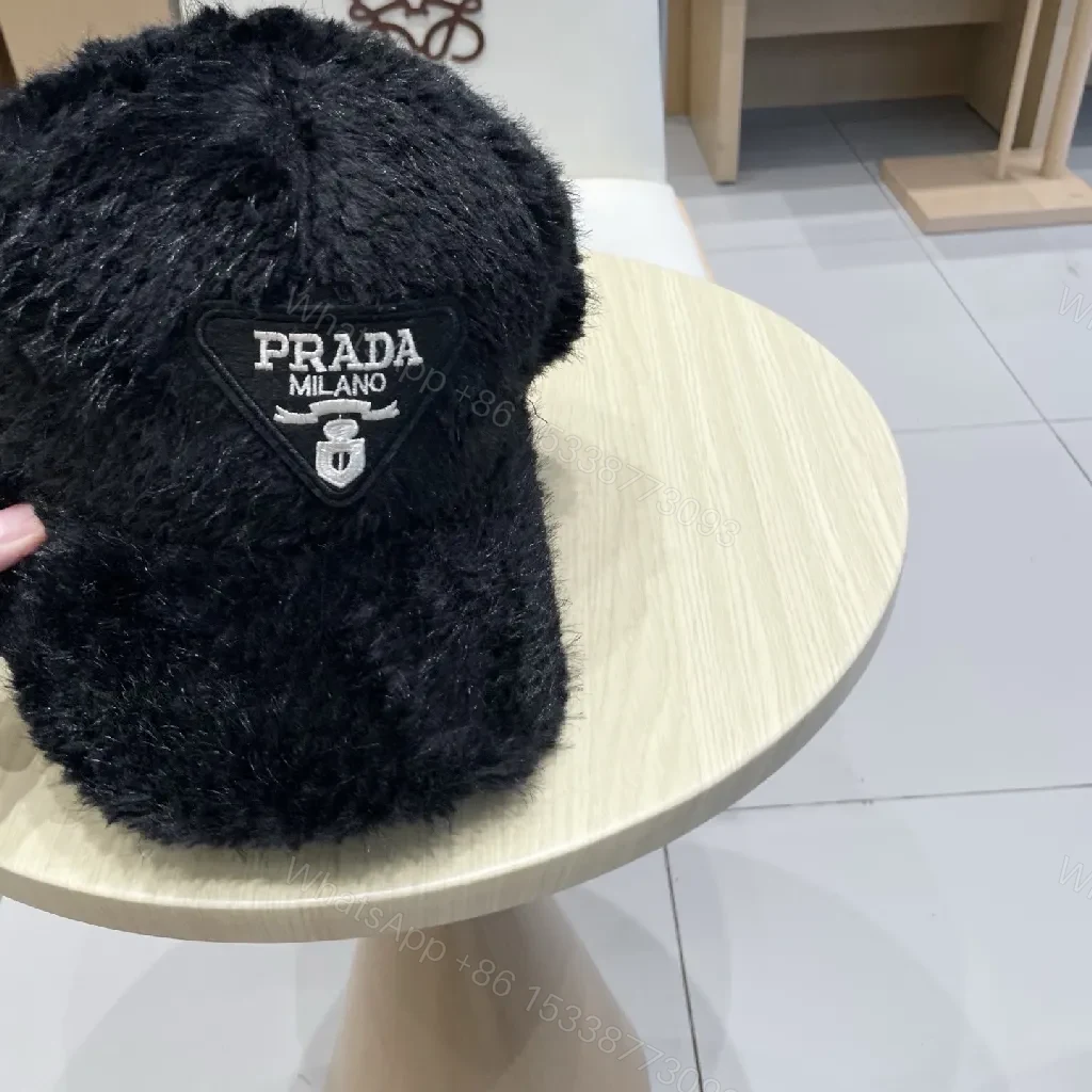View 3 of Black Faux-Fur Visor Cap | Luxe, Structured Style, Warmth