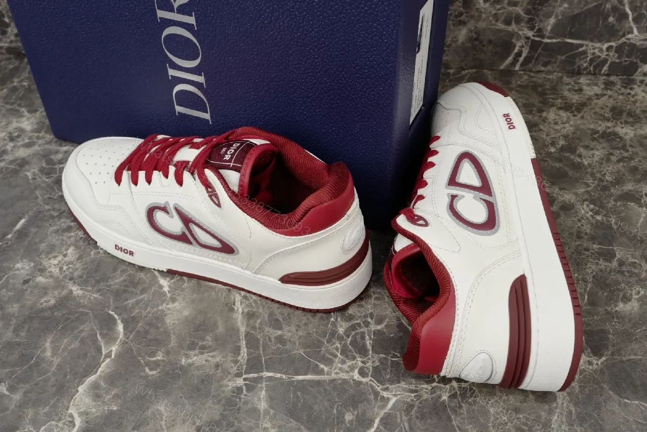 View 5 of White Leather Burgundy-Accent Sneakers: Luxe Comfort, Sporty Chic