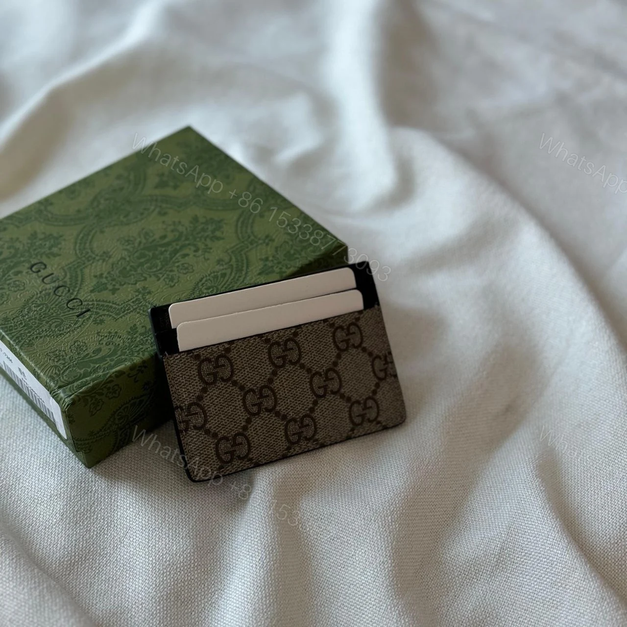View 3 of GUCCI GG Supreme Monogram Card Holder
