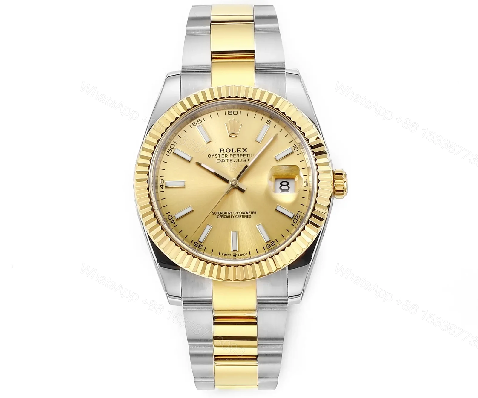 Rolex Datejust 41 Yellow Rolesor Fluted Oyster Champagne Dial Watch 126333-0009 — view 1