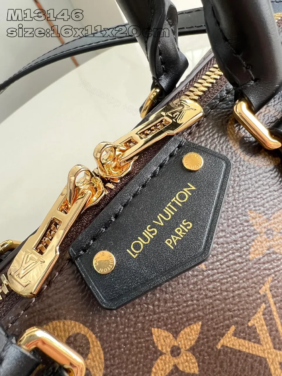 View 4 of Lux Monogram Satchel: Structured Leather-Trim Carryall